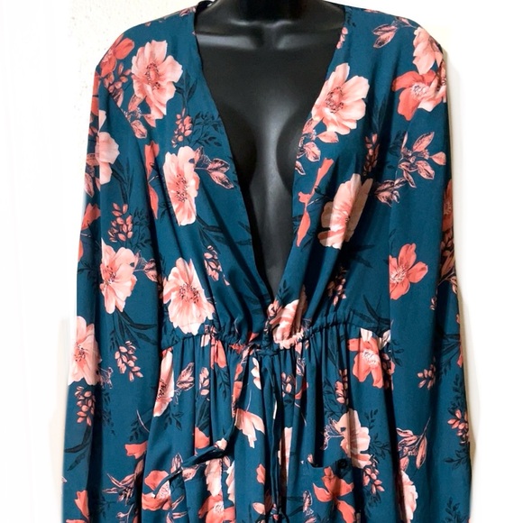🌼TORRID Teal Floral Print Beautiful Kimono🌼 - Picture 7 of 16